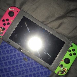 Nintendo switch with mario game and case